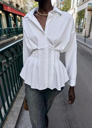 Поплиновая рубашка со складками