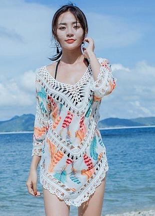 Парео бохо на купальник пончо