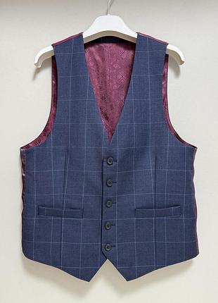 Ted baker жилет - s • 48 - синій у клітинку - ge06 - класична чоловіча жилетка костюмна ж48