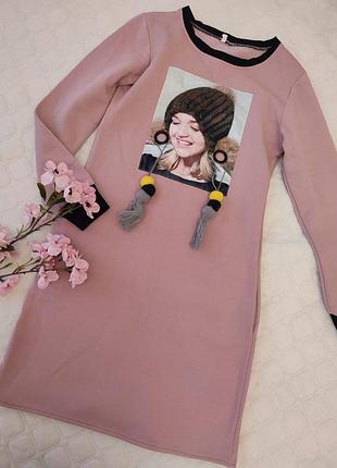 Теплое женское платье s. платье на флисе. платье теплое.