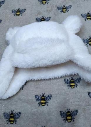 Шапка тедди шапка с ушками шапка мишка белая пушистая шапка