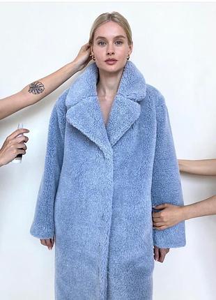 Manila grace italy вовняна блакитна оверсайз шуба теді