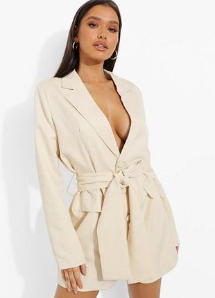 Бежевое новое платье пиджак блейзер boohoo 791 12 m - l размер 48