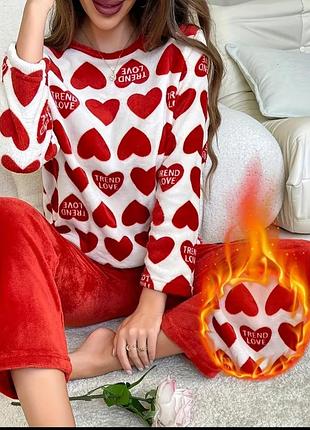 Тепла жіноча піжама, м'якенька, домашній костюм, домашній одяг