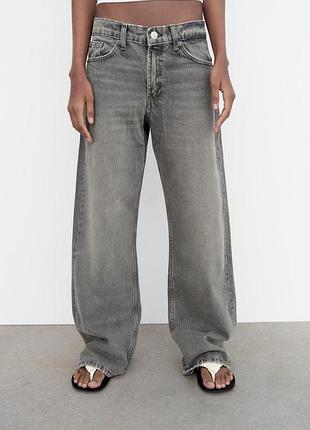 Джинси zara relaxed pant mid-rise wide leg