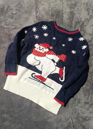 Новогодний свитер с мишкой, 3-4 года