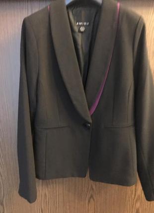 Снижка! деловой пиджак черный с оригинальной потайной вставкой1 фото