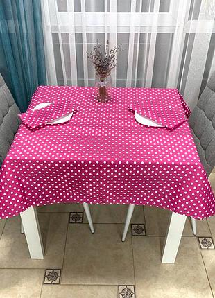 Br s  скатерть тифлоновая водоотталкивающая 120 х 175 розовая горошек