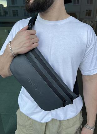 Br s  бананка-сумка из кожзаменителя серая diesel