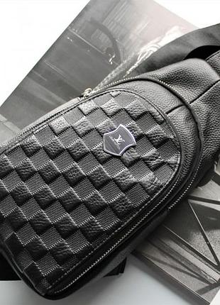 Br s мужская кожаная сумка слинг louis vuitton через плечо черная