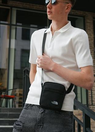 Br s барсетка черная мини the north face белый логотип