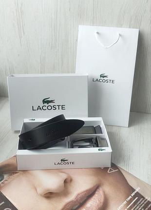 Br s мужской подарочный набор ремень две пряжки lacoste black