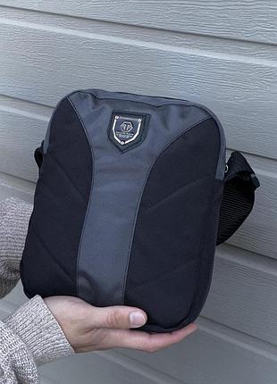 Br s  борсетка серая с черным philipp plein