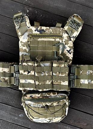 Br s  плитоноска с боковыми карманами тройный итог под магазины и надушник пиксель