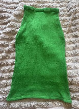 Тепла вʼязана спідниця міді зелена