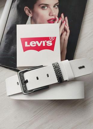 Br s кожаный ремень для джинсов levis 501 белый
