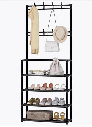 Вішалка стійка для підлоги металева додаткова полиця під взуття 154 х 60 х 29,5 см br s