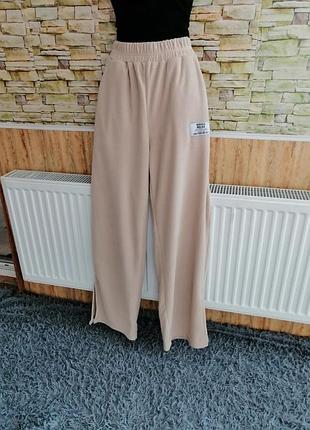 Длинные широкие брюки палаццо вельвет рубчик