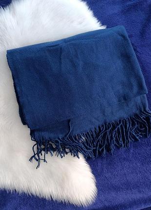 Шарф синий платок базовый классический однотонный