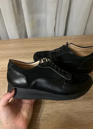 Кеды женские черные, 36р, кожа+замш