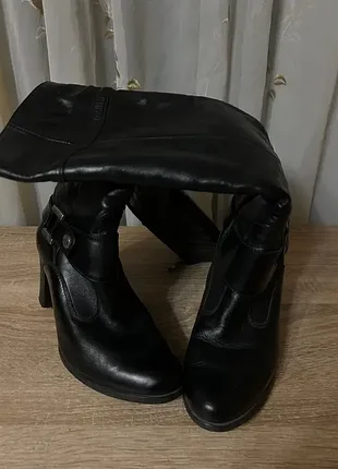 Зимние сапожки на каблуке, кожа, 38р