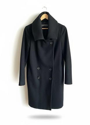 Жіноче довге пальто з вовни, чорне