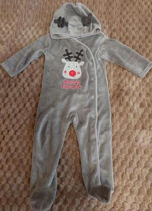 Махровый человечек слип комбинезон новогодний
