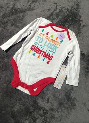 Новогодний бодик,унисекс, 3-6 месяцев