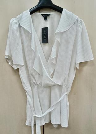 Новая белая блуза new look с короткими рукавами, 52 размер, хl