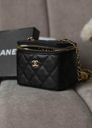 Женская кожаная брендовая сумка шанеля черного цвета 🖤