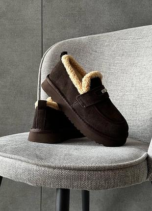 Лофери жіночі коричневі замшеві осінні весняні зимові теплі