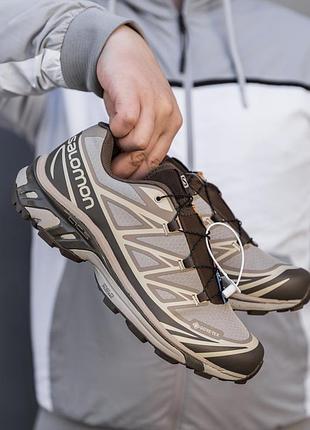 Термо кроссовки salomon xt-6 gore-tex beige brown
