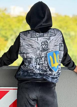 💛💙 жіночий спортивний костюм з патріотичним принтом. (7180) штани і кофта