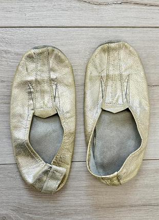 Золотые чешки из натуральной кожи для танцев и гимнастики, 19 см