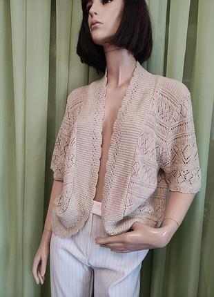 Кардиган ажурний бренду "yours" , uk 22-24,50% коттон+ акрил.