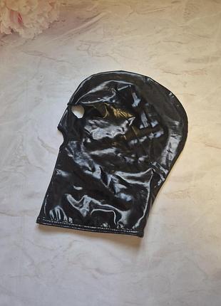 Маска з відкритими очима та ротом рольові ігри балаклава  латекс вініл шкіра бдсм