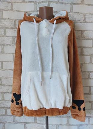 Женская махровая кофта кенгуру с капюшоном хаски