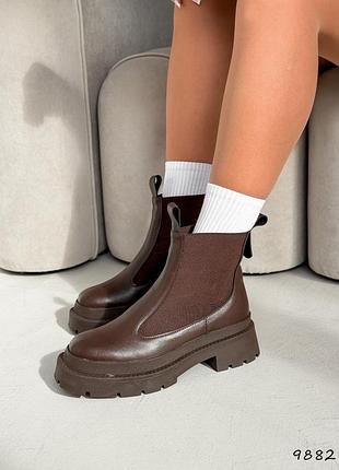 Класичні жіночі черевики натуральна шкіра італія зима ☃️♥️ шоколад 🍫