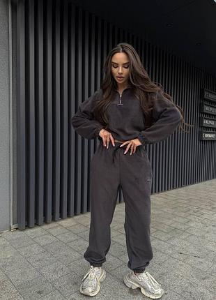 Графитовый флисовый спортивный костюм