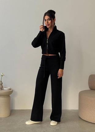 Чорний ангоровий костюм двійка жіночий 2044 с-м, м-л