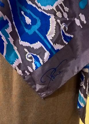 Шелковый шарф patra с принтом морской синий логотип7 фото
