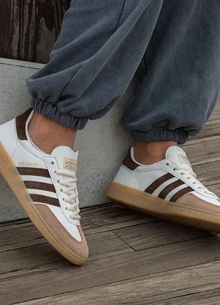 Женские кроссовки adidas spezial white brown beige / smb+ 🔗