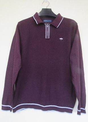 Мужской бордовый свитер реглан поло из коттона от easy