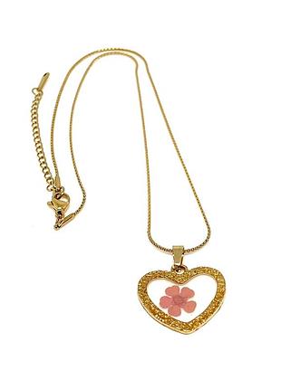 Стильний золотистий підвіс ланцюжок чокер кольє медична сталь позолота кулон серце