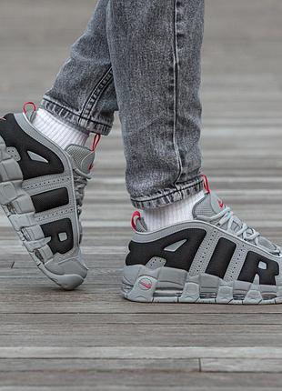 Nike air more uptempo low grey black red 7