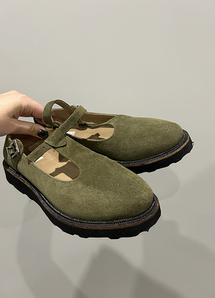 Туфли mary jane’s изумрудного цвета / замшевые / украинский бренд te.shoes