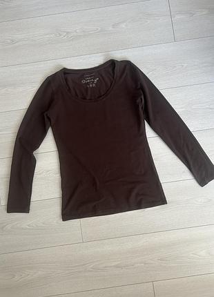 Базовий бавовняний лонгслів шоколадного кольору