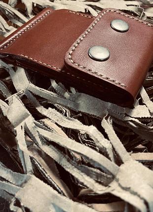 Чорний шкіряний затискач для купюр ручної роботи