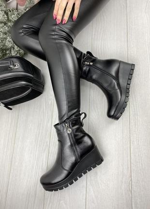 Ботинки женские б02-2188 чёрные (зима кожа натуральная)
