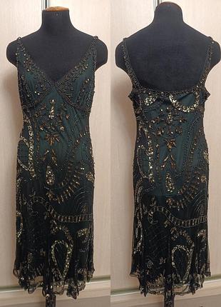 Вечернее платье вышитое бисером и пайетками